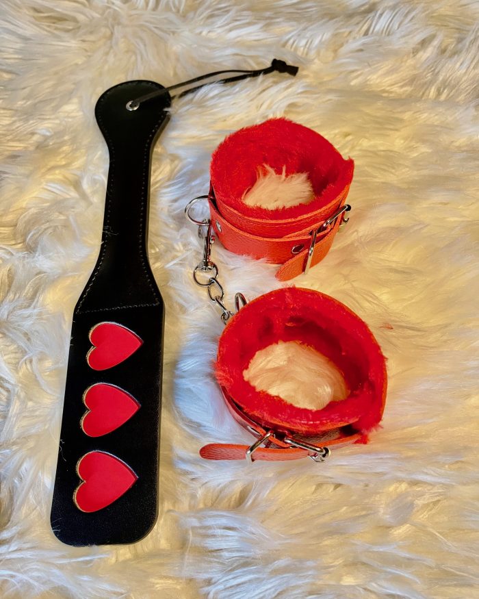 Naughty Akosua Cuffs & Paddle Set for Women – Red