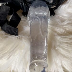 strap on with realistic silicone jelly dildo clear