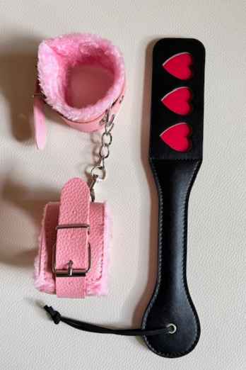 Handcuffs & Paddle Whip – Pink/Black